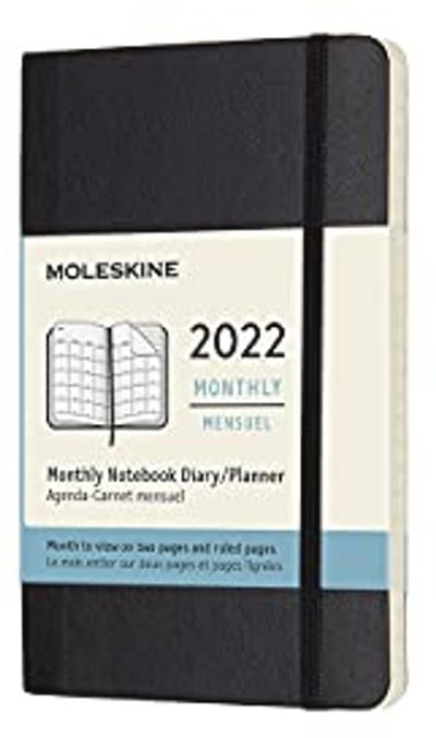 Maandkalender 2022 - 12 maanden notitiecalender pocketformaat met zachte omslag