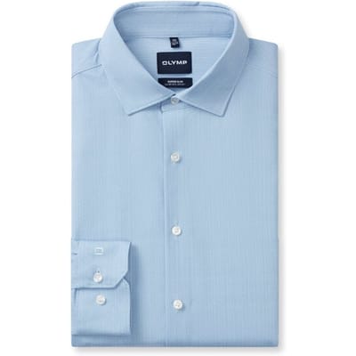 OLYMP No. Six 24/Seven Overhemd, Super Slim, Modern Kent, Ozonblauw