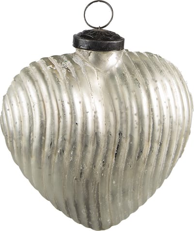 Clayre & Eef Kerstbal Overig 9x4x10 cm Zilverkleurig Glas Kerstballen