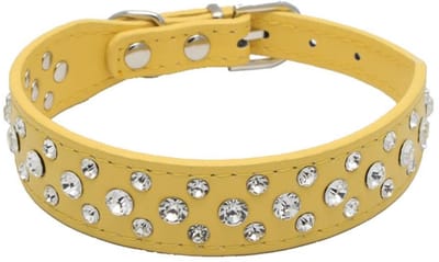 Dailygoods- Halsband PU Leer - Verstelbaar - Strass Steentjes - Zwart - Maat S/M/L/XL - 100% Nieuw - Hondhalsband