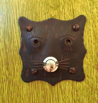 Deurbel Kat - Deurklem Bel - Huisbeveiliging - Individueel Kattengezicht - 9 x 8.5 cm - Antiek Geroest