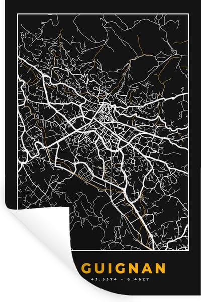 Muurstickers - Sticker Folie - Frankrijk - Draguignan - Stadskaart - Kaart - Plattegrond - 20x30 cm - Plakfolie - Muurstickers Kinderkamer - Zelfklevend Behang - Zelfklevend behangpapier - Stickerfolie