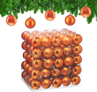 kerstballen set van 100 - Ø 6 cm - glanzend - mat - kunststof - oranje