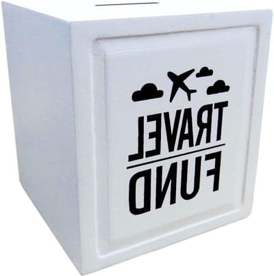 Spaarpot - Geldkist - Reizen - Houten Kist - Vierkant - Gedecoreerd