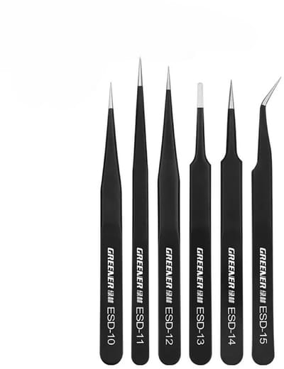 Pincet - Pincetset - 6 stuks - Antistatisch - Pincet hobby - Tweezers voor Elektronica, Sieraden, Computer, Laboratoriumwerk, Knutselen en Hobby’s - DIY - Tweezer set - Zwart