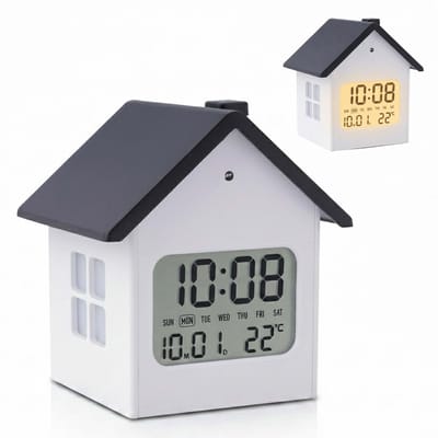 Digitale wekker - met snoooze - lichtsensor - wit-grijs