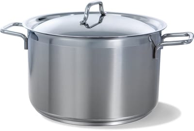 BK Gastronome RVS Inductie Soeppan 24cm - 6L - Inductie pan - Ovenbestendig tot 230°C - Vaatwasserbestendig - met RVS deksel - maatverdeling - zonder antiaanbaklaag