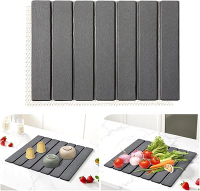 40x30cm Afruiimatten voor vaatwerk Waterabsorberend Sneldrogend, afruiimatten uit diatomeeënaarde als afruiimatten voor de spoelbak voor de keuken (Donkergrijs, 40x30cm)