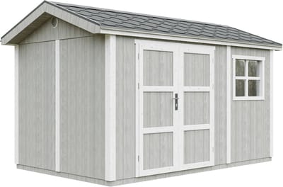 Timbela M914A-TUNDRA GREY - LP SmartSide Tuinhuis op houtbasis - 8,68 m² - 250x412xH252 cm - met vloer en verf