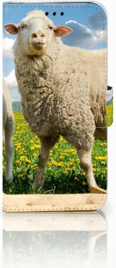 Samsung Galaxy J5 2017 Telefoonhoesje met Pasjes Schaap en Lammetje
