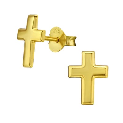 WeLoveSilver - oorstekers - goud verguld - kruis - 925 zilver