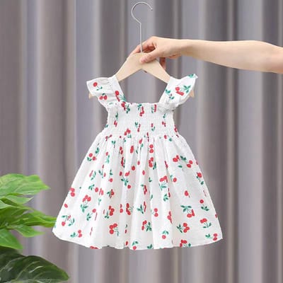 Meisjes Halterjurk Zomerjurk Meisjes Vliegmouw Bloemenrok Vest Prinsessenjurk 120 wit