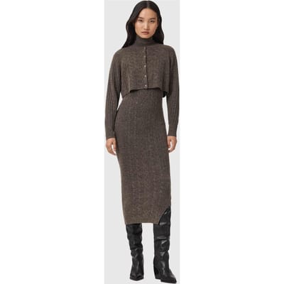 AllSaints Sabine Dress Fawn Brown Taglia: L | Maxi abiti Outlet | Donna | Marrone