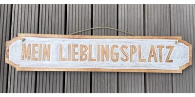 Tekstbord Lieblingsplatz wit/natural 100 cm