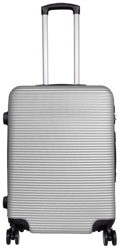 Koffer Malaga - Reiskoffer met cijferslot op 4 dubbele zwenkwielen - ABS - 66 Liter -Zilver Grijs - Maat M ca 66x46x27 cm - Ruimbagage