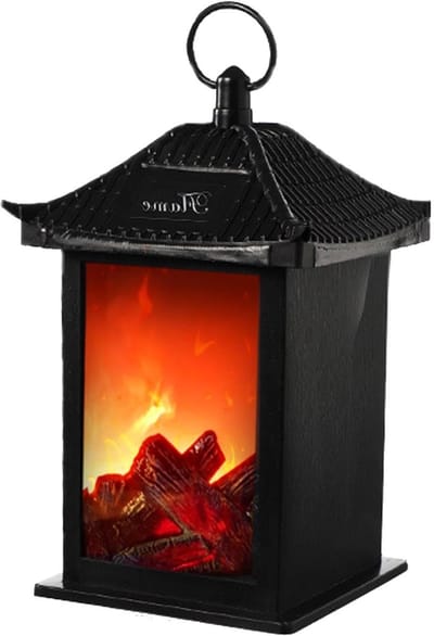 Decoratieve Haardlantaarn - Vlamloze Vuurlicht - Feestelijke Sfeer - Realistische Vlam Simuleert - 18x12x12 cm