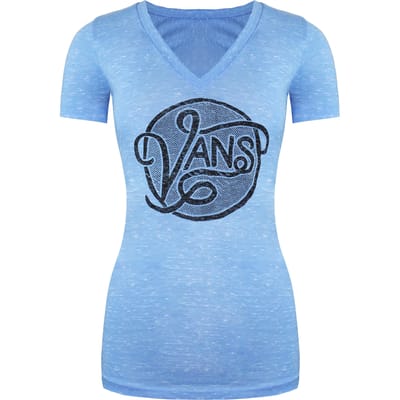 Vans Off The Wall Grafisch Logo V-Hals Korte Mouw Blauw Dames T-shirt VVZI9NM