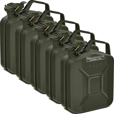 Metalen Brandstofjerrycan - Reserve Brandstof Blik - Veilig Brandstof Vervoer - TÜV en VN Goedgekeurd - 5 Liter Capaciteit - Bronsgroen