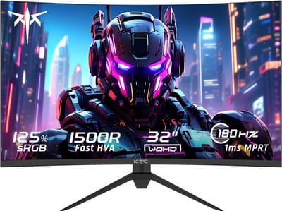 KTC H32S17 32" Gaming Monitor - Curved - QHD 2560×1440 - HVA - 180Hz - HDR10 - 1ms MPRT - Zwart