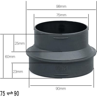 Nieuwe 1 st 75mm - 90mm Standkachel Luchtverwarmer Pijp Verloopstuk Uitlaat Adapter Converter black