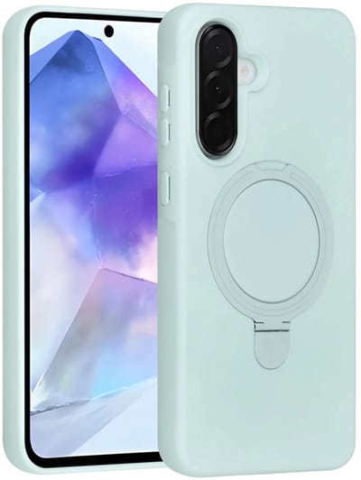 Backcover Hoesje Geschikt voor: Samsung Galaxy A56 Volledig Dekkende Schokbestendige Siliconen Backcover met Ringstandaard – 360° Bescherming - Mint Green