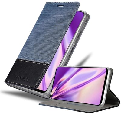 Cadorabo Hoesje geschikt voor Huawei NOVA 6 SE / P40 LITE / NOVA 7i in DONKERBLAUW ZWART - Beschermhoes met magnetische sluiting, standfunctie en kaartvakje Book Case Cover Etui