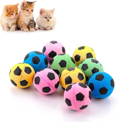 schuimrubberen speelballen voor katten, 10 stuks voetbal kattenballen Grote katten speelgoed ballen Katten speelgoed Katten interactief balspeelgoed voor binnen en buiten 4 cm