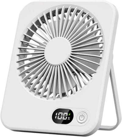 Multifunctionele draagbare ventilator - oplaadbare - draagbare ventilator - draagbare ventilator met vijf snelheden - 180° verstelbare draagbare ventilator - Wit