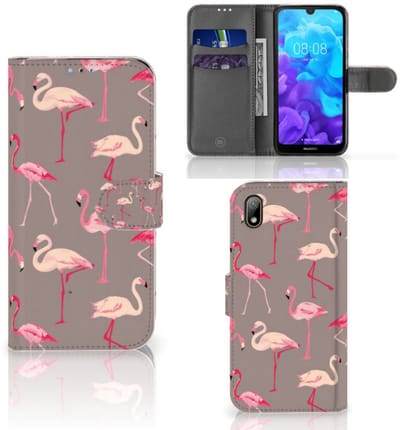 Huawei Y5 (2019) Telefoonhoesje met Pasjes Flamingo