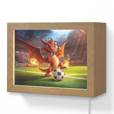 Wandlamp 20x15 cm - Oplaadbaar - Draak - Voetbal - Vuur - Stadion - Wandlampen binnen woonkamer - Slaapkamer lamp met kabel - Decoratieve nachtlamp - Vloerlamp snoer