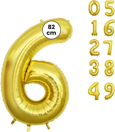Fienosa Cijfer Ballonnen - Nummer 6 - Goud Kleur - 82 cm - XL Groot - Helium Ballon - Verjaardag Ballon - Verjaardag versiering - Leeftijd verjaardag - Verjaardagsballon - Verjaardag
