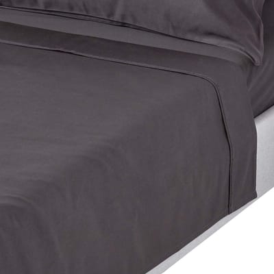 Homescapes Luxe Satijn Laken 230x260 cm – Antracietgrijs – 100% Egyptisch Katoen – Draaddichtheid 1000