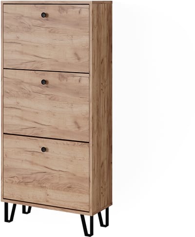 Vicco Siri Schoenenkantelaar – 130 x 60 cm met 3 scharnierende laden Krachtige eik goud
