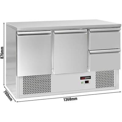 GGM Gastro Kühltisch ECO - 1370x700mm - mit 2 Türen - 2 Schubladen Zilver