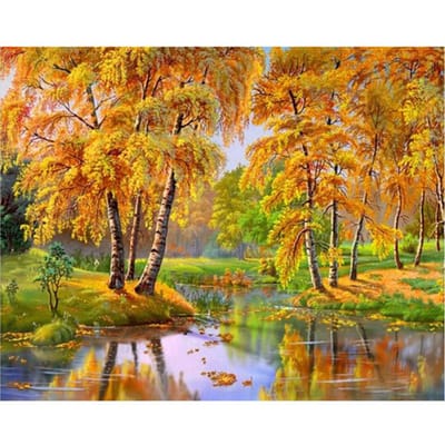 Peinture diamant paysage d'automne, broderie complète, mosaïque, décorations en strass 20X30CM brown