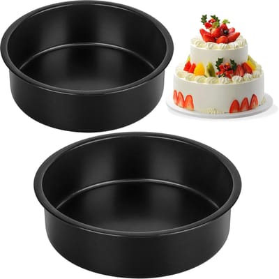 2 stuks bakvormen - ronde bakvormen van 10 cm en 15 cm - roestvrij staal met niet-giftige coating - gemakkelijk schoon te maken en los te laten - 5 cm diepe rechte zijkanten