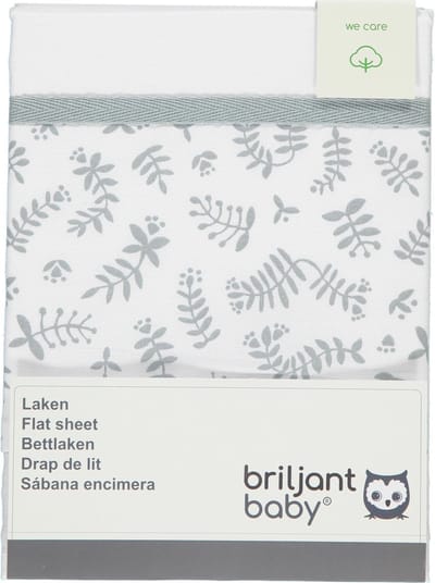 Briljant Baby - Ledikantlaken - Botanical Organic - Grijs - 100 x 150 cm - 100% organisch katoen