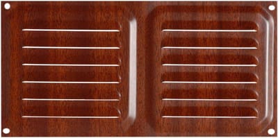 Ventilatierooster - Luchtrooster - Ventilatie - Aluminium constructie - 10 x 20 cm - Donker hout
