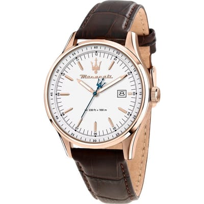 Maserati Classic Sorpasso Leren Band Zilveren Sunray Wijzerplaat Quartz R8851124002 100M Herenhorloge gray