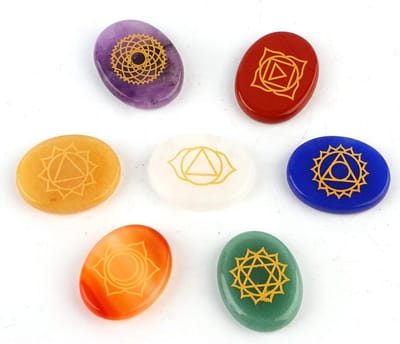 Chakra-stenen set - 7 stuks helende stenen met Reiki-symbolen voor meditatie