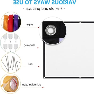 100 Inch HD Projector Scherm voor Buiten - Draagbaar en Vouwbaar Scherm met Haak en Touw voor Thuis, School, Vergaderingen en Kamperen