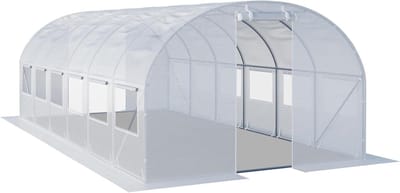 Foliekas Tunnelkas - Kweekkas Tuinkas - Planten Beschermen - Verzinkt Stalen Frame - 3x6 m - Wit