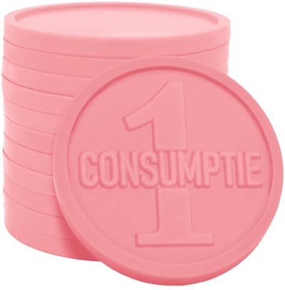 CombiCraft consumptiemunt met opdruk 1-consumptie 1000 stuks - Baby roze