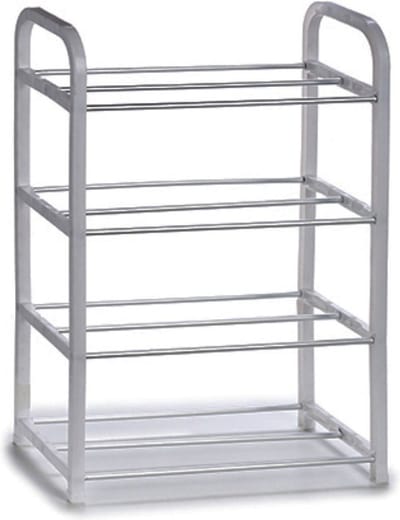 Arte r Schoenenrek - 4-laags - metaal - zilver - 40 x 19 x 56 cm - Schoenen opbergen