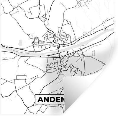 Muurstickers - Sticker Folie - Zwart Wit – België – Plattegrond – Stadskaart – Kaart – Andenne - 100x100 cm - Plakfolie - Muurstickers Kinderkamer - Zelfklevend Behang XXL - Zelfklevend behangpapier - Stickerfolie