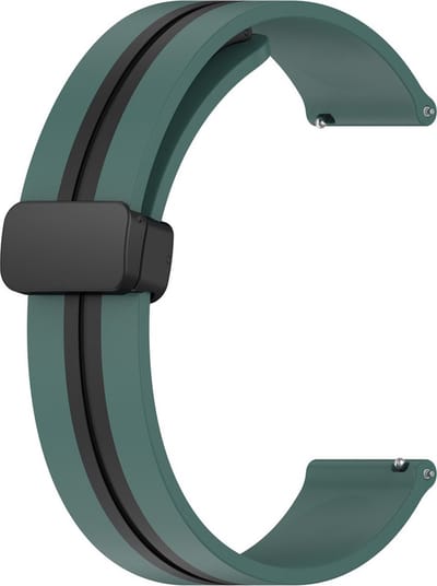 Siliconen bandje - geschikt voor Samsung Galaxy Watch 7 / Watch FE / Watch 6 / Watch 6 Classic / Watch 5 / Watch 5 Pro / Watch 4 / Watch 4 Classic / Watch 3 41 mm / Watch 42 mm / Active / Active 2 - donkergroen-zwart