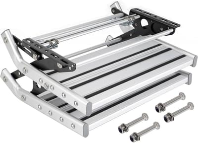 Camper Trapladder - Vouwkruk - Veilig Instappen - Aluminium Constructie - 200 kg Draagvermogen - Zilver
