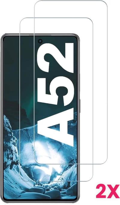 AziLine Screenprotector 2X geschikt voor Samsung Galaxy A52/52S - 9H Luxe Tempered Glas 2X Bescherming A52 - Premium Kwaliteit Glas Schermbescherming geschikt voor Samsung Galaxy A52