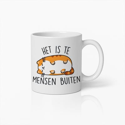 Grappige Slapende Kat Mok met Nederlandse Quote - Gezellige Dierenvriend Keramische Koffiebeker