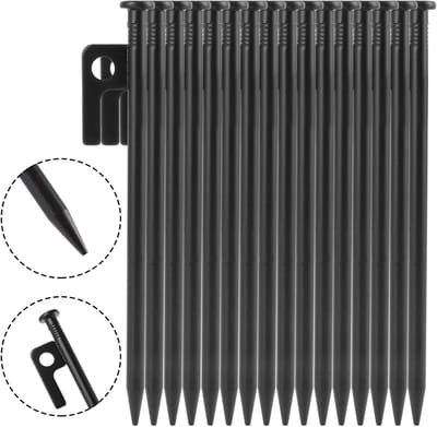 Set van 16 Sterke Stalen Tentpinnen van 20 cm - Stormbestendige Haringen met Haak en Gat voor Camping, Trampolines en Buitenactiviteiten